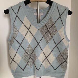 Sincerely Jules Blue Argyle V-Neck Sweater Vest